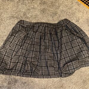 Hot Topic Gray Plaid Skater Skirt w/ suspenders